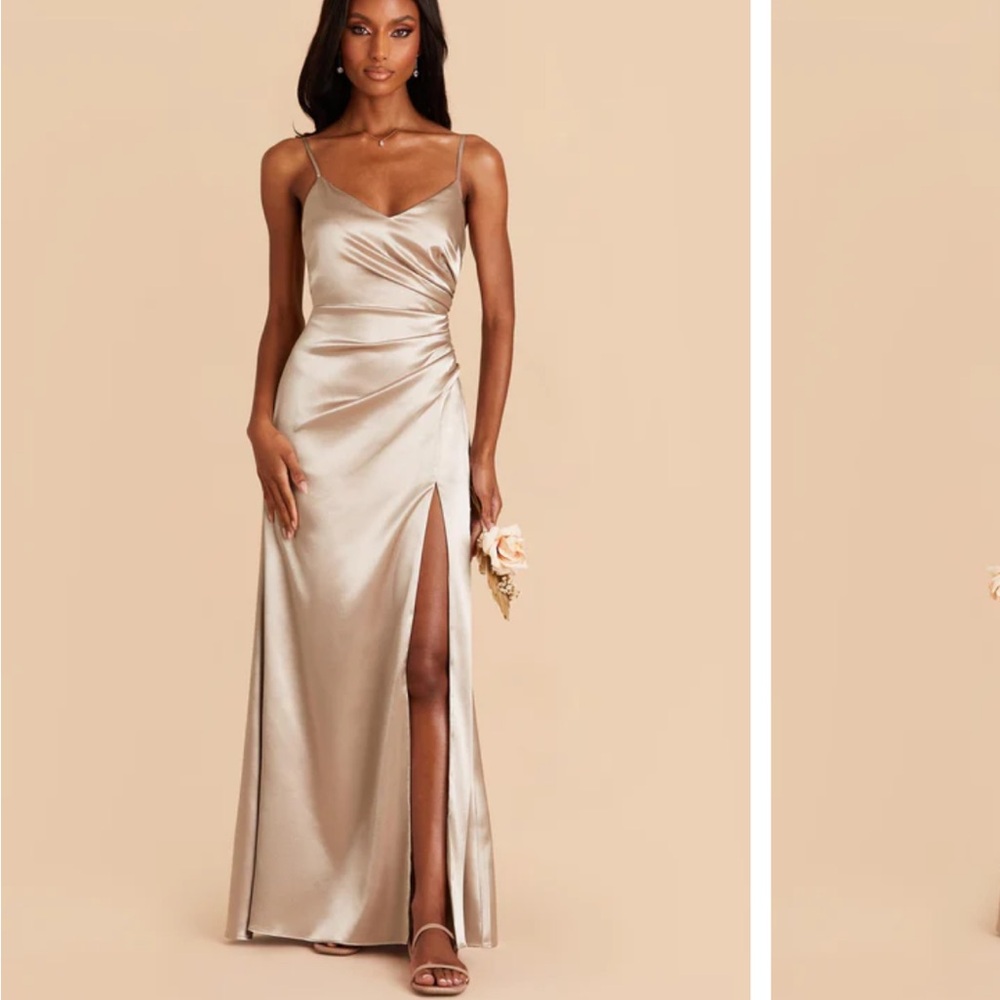 Birdy grey Catherine Shiny Satin Dress - Neutral Champagne XL